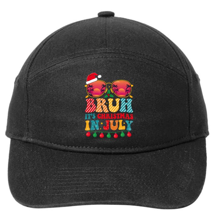 Bruh ItS Christmas In July Vintage Summer Santa Sunglasses 7-Panel Snapback Hat