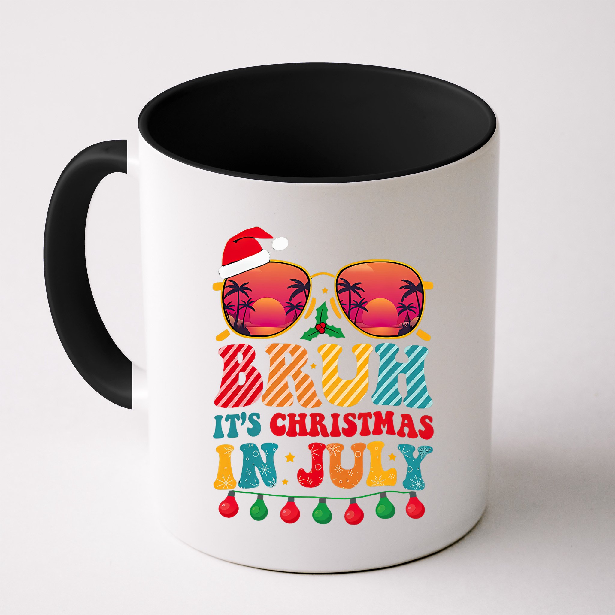 Bruh ItS Christmas In July Vintage Summer Santa Sunglasses Mug