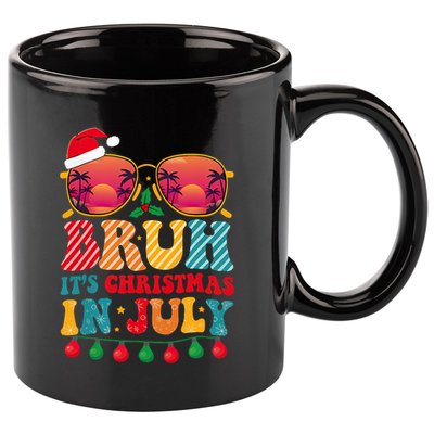 Bruh ItS Christmas In July Vintage Summer Santa Sunglasses 11oz C Handle Ceramic Mug