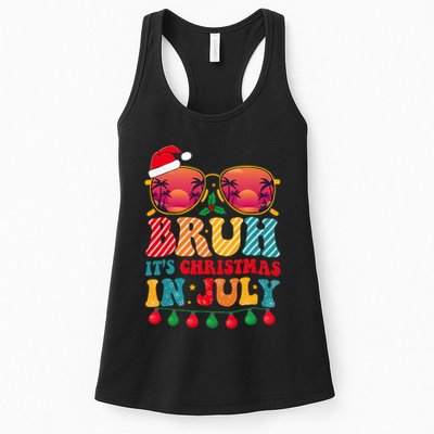 Bruh ItS Christmas In July Vintage Summer Santa Sunglasses Womens Tank Top