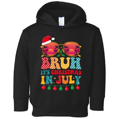 Bruh ItS Christmas In July Vintage Summer Santa Sunglasses Toddler Hoodie
