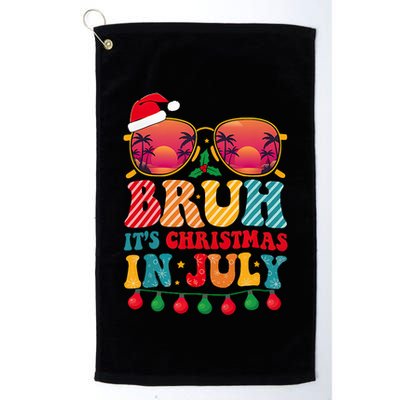 Bruh ItS Christmas In July Vintage Summer Santa Sunglasses Golf Towel