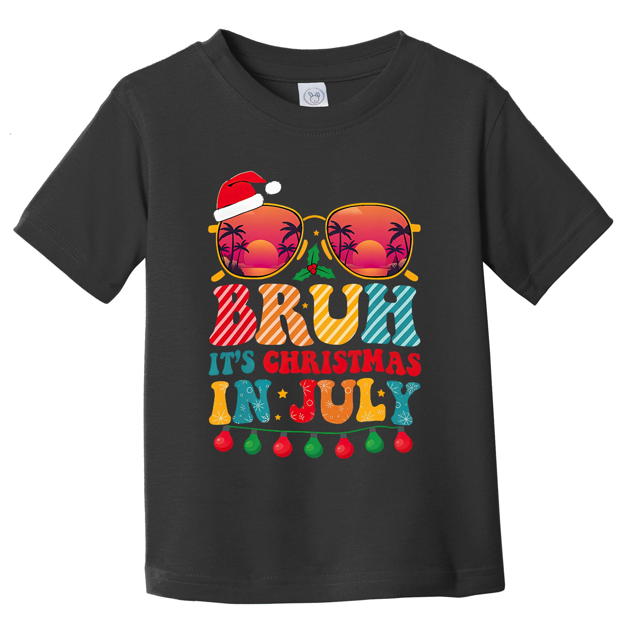 Bruh ItS Christmas In July Vintage Summer Santa Sunglasses Toddler T-Shirt