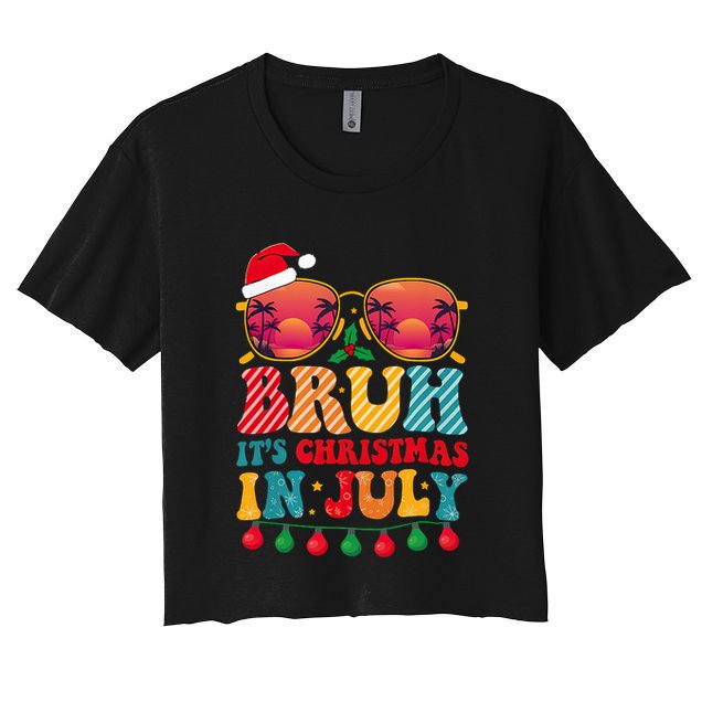 Bruh ItS Christmas In July Vintage Summer Santa Sunglasses Crop Top