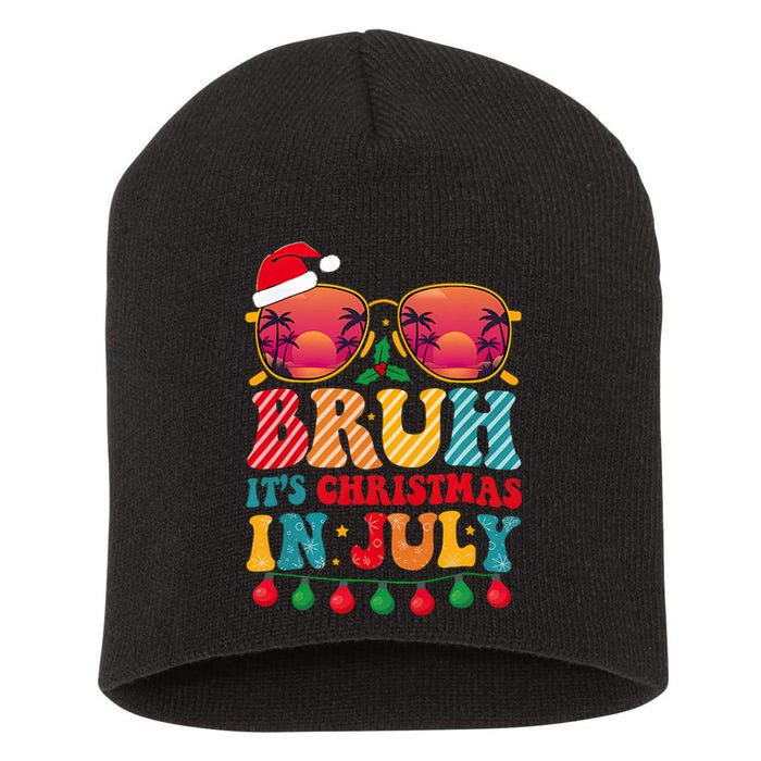 Bruh ItS Christmas In July Vintage Summer Santa Sunglasses Short Acrylic Beanie