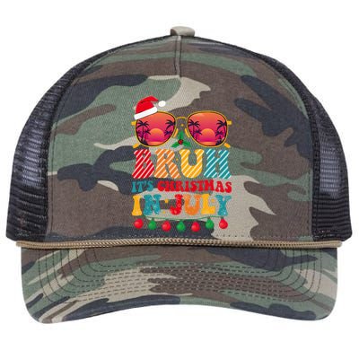 Bruh ItS Christmas In July Vintage Summer Santa Sunglasses Retro Rope Trucker Hat Cap