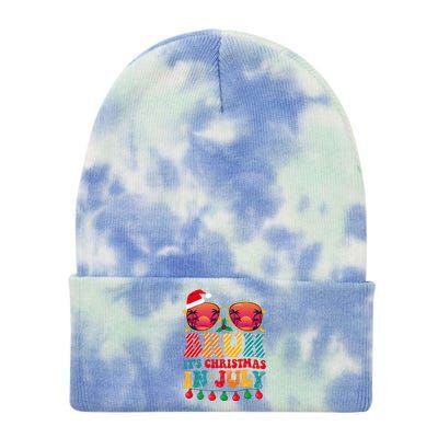 Bruh ItS Christmas In July Vintage Summer Santa Sunglasses Tie Dye 12in Knit Beanie