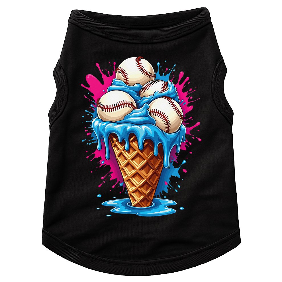 Baseball Ice Cream Funny Ice Cream Baseball  Watercolor Gift Doggie Tank