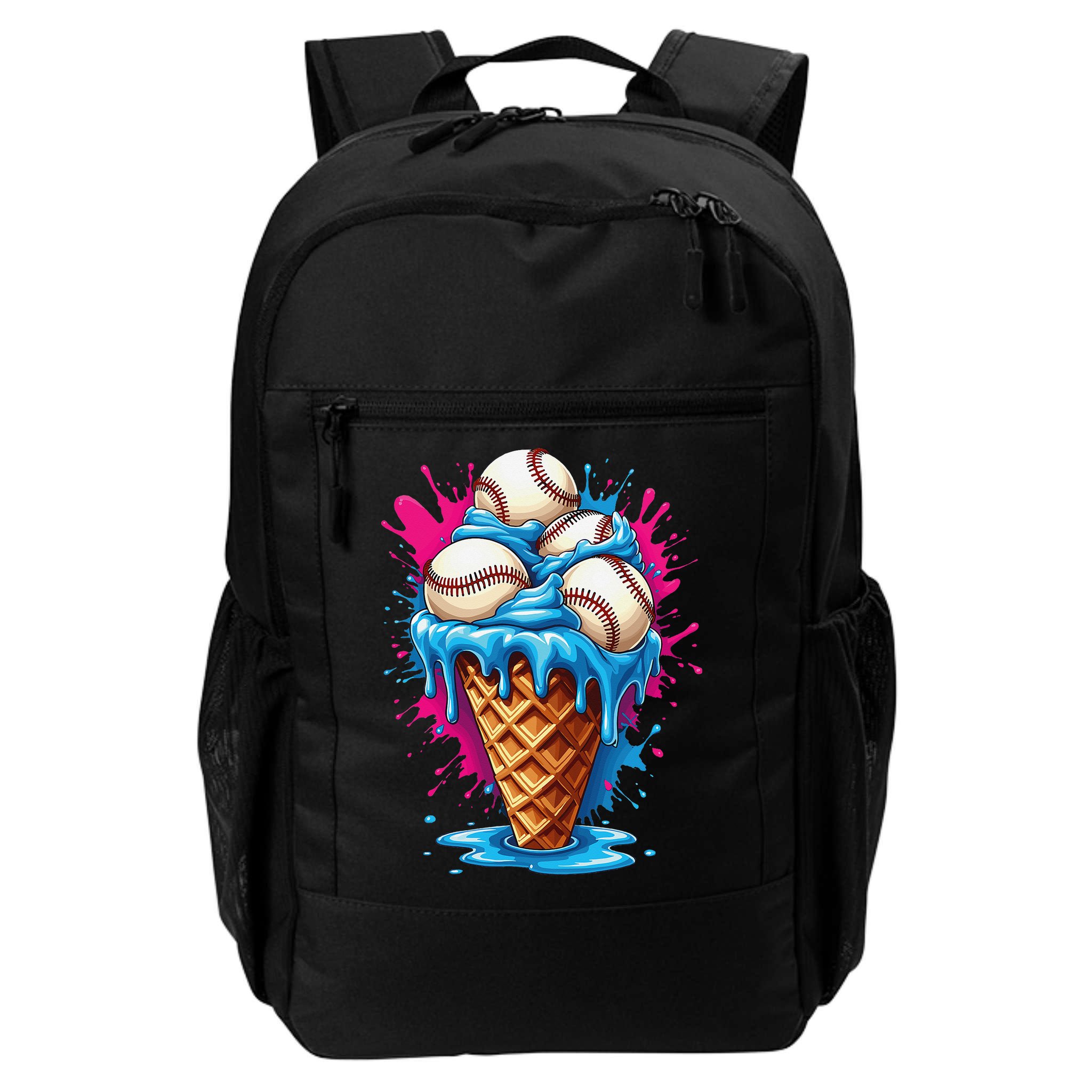 Baseball Ice Cream Funny Ice Cream Baseball  Watercolor Gift Backpack