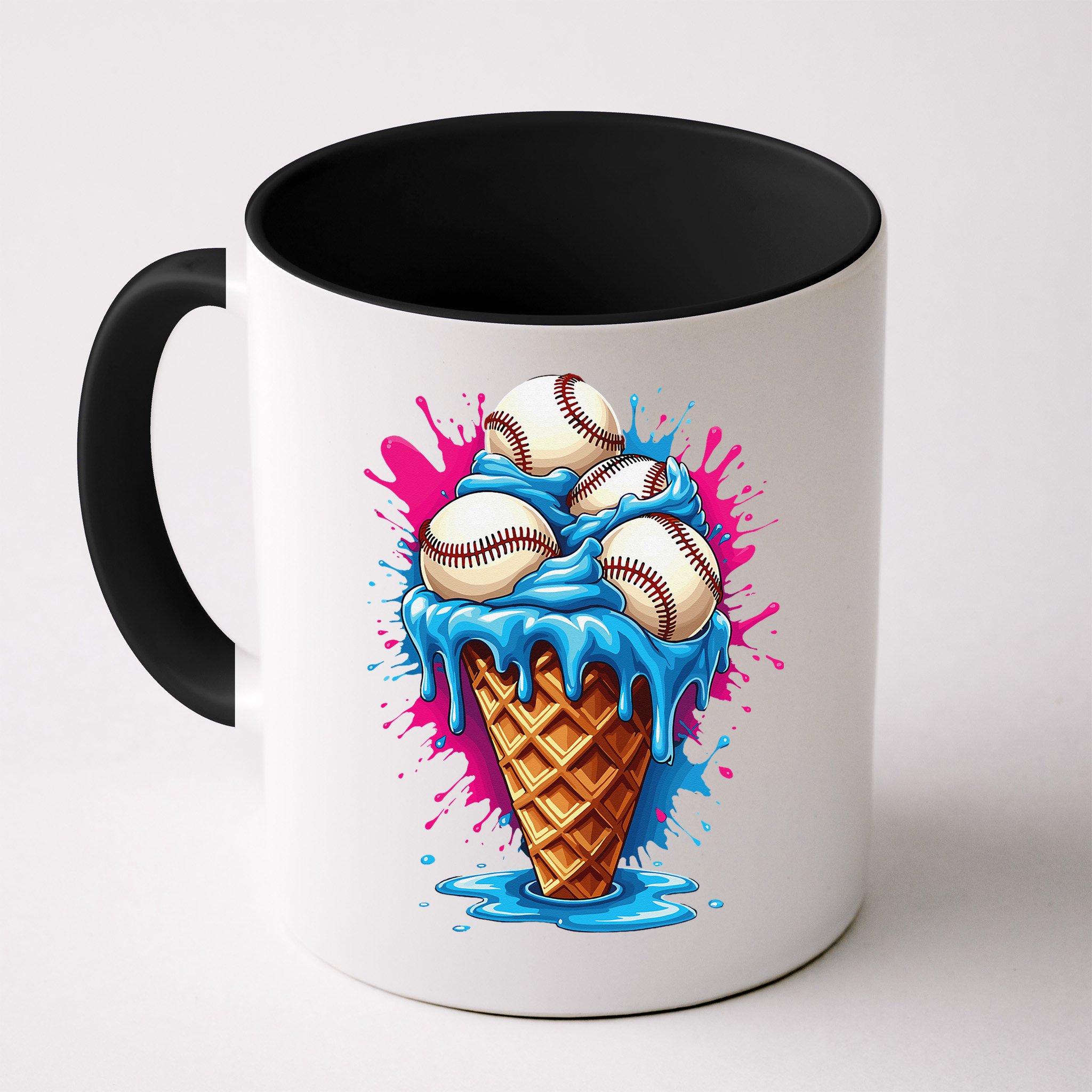 Baseball Ice Cream Funny Ice Cream Baseball  Watercolor Gift Mug