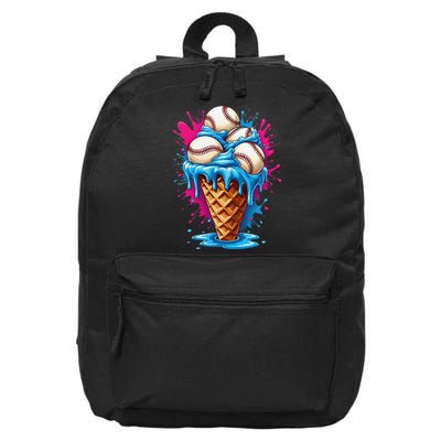 Baseball Ice Cream Funny Ice Cream Baseball  Watercolor Gift 16 in Basic Backpack