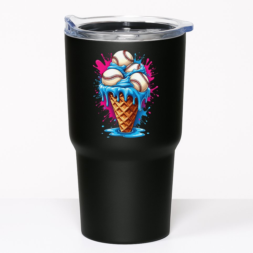Baseball Ice Cream Funny Ice Cream Baseball  Watercolor Gift Tumbler