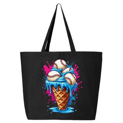 Baseball Ice Cream Funny Ice Cream Baseball  Watercolor Gift 25L Jumbo Tote