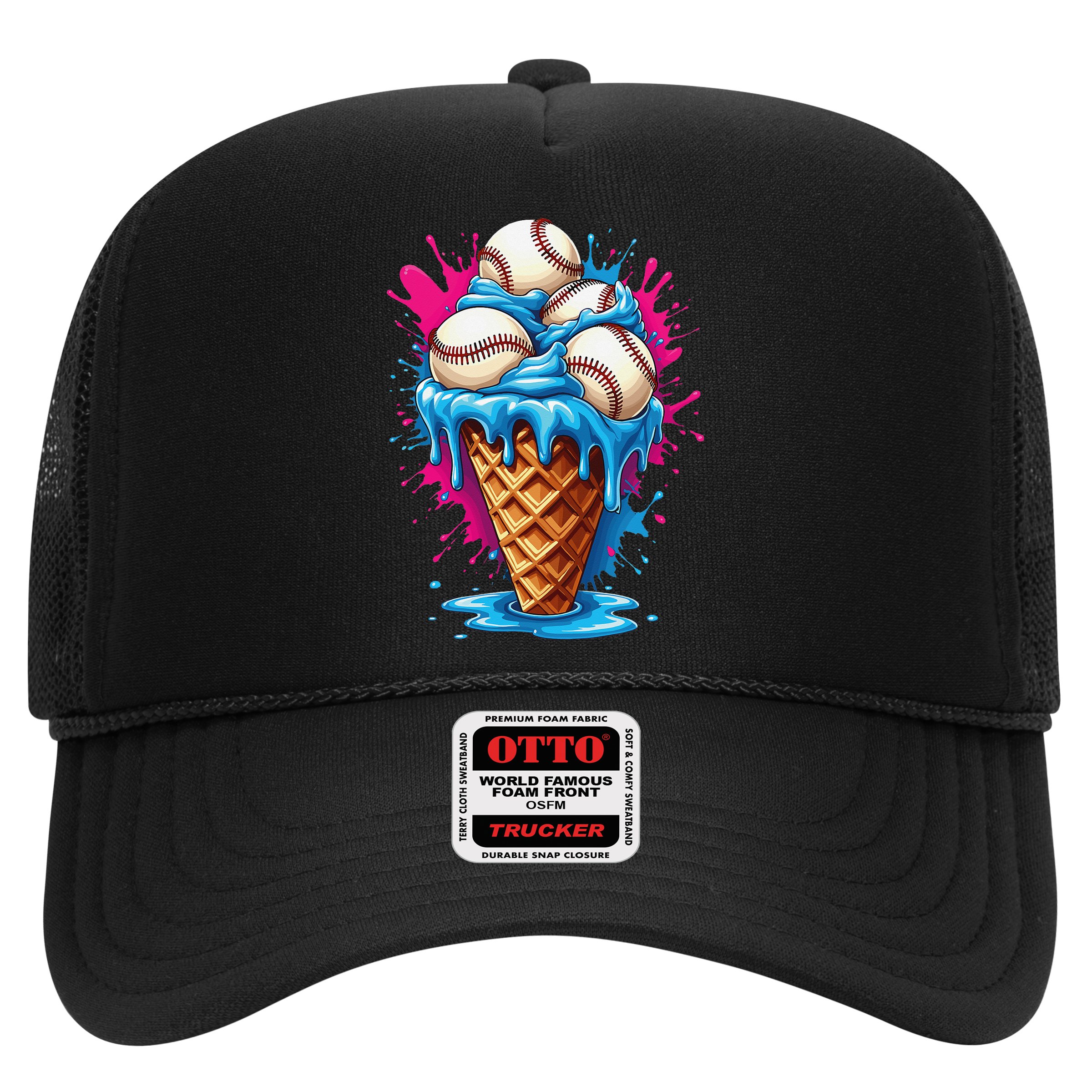 Baseball Ice Cream Funny Ice Cream Baseball  Watercolor Gift Hat