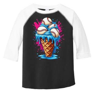 Baseball Ice Cream Funny Ice Cream Baseball  Watercolor Gift Toddler Fine Jersey T-Shirt