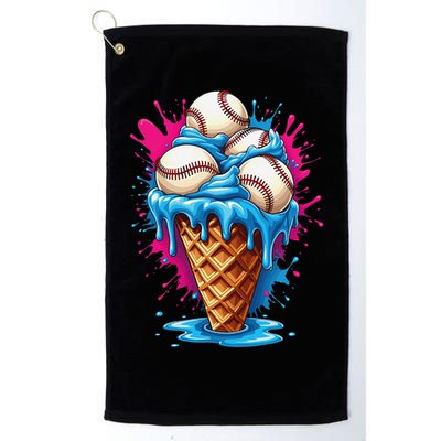 Baseball Ice Cream Funny Ice Cream Baseball  Watercolor Gift Golf Towel