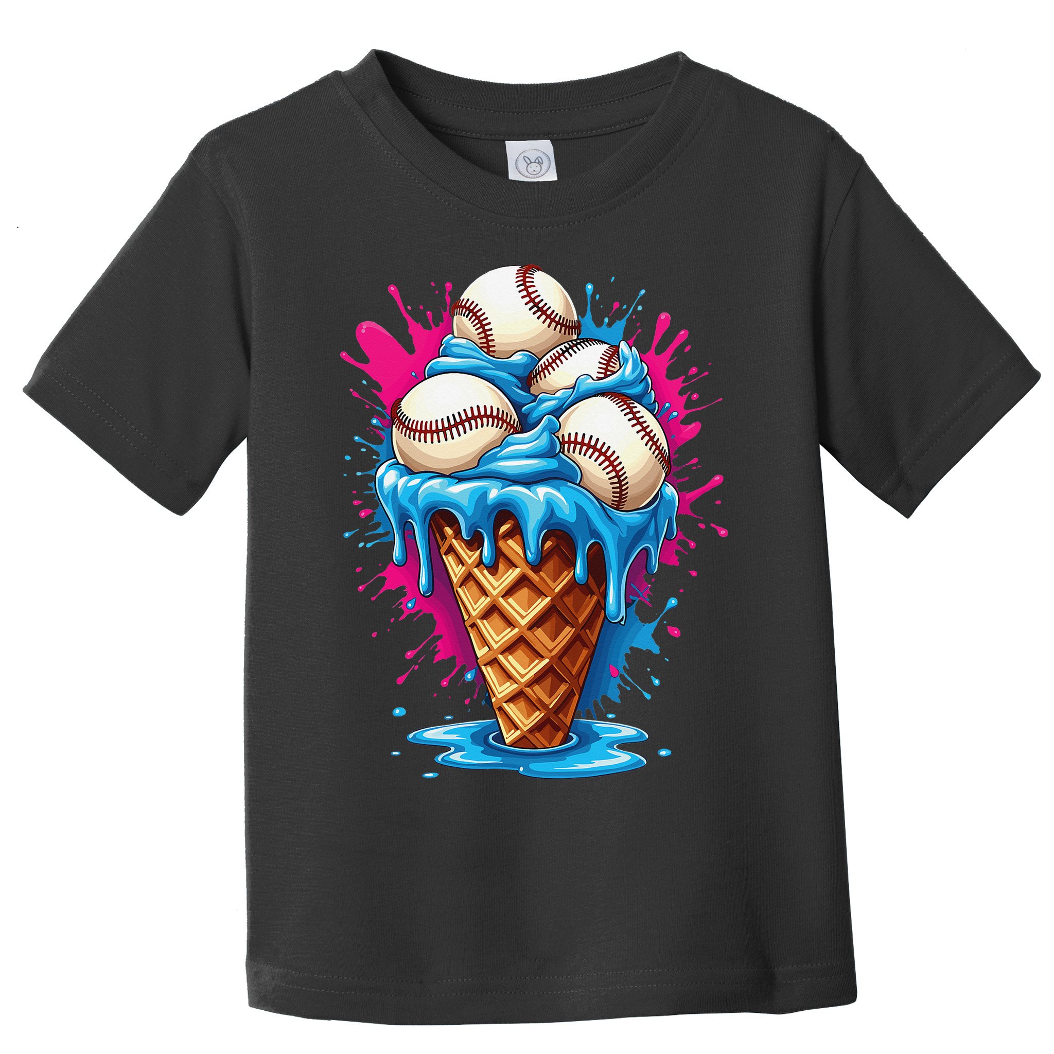 Baseball Ice Cream Funny Ice Cream Baseball  Watercolor Gift Toddler T-Shirt