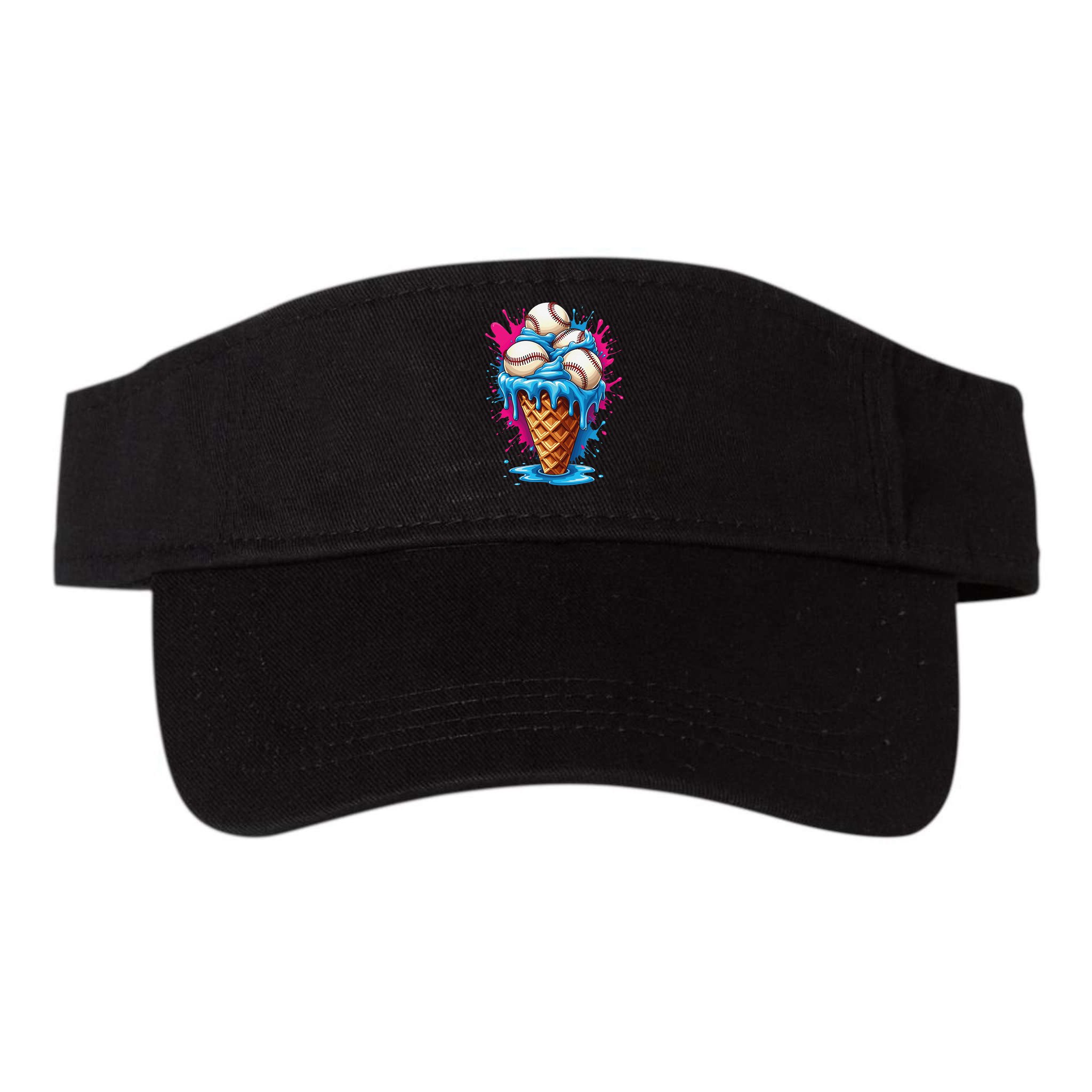 Baseball Ice Cream Funny Ice Cream Baseball  Watercolor Gift Visor