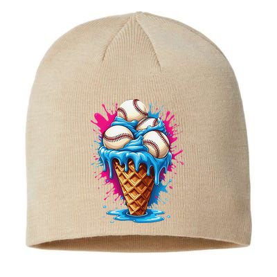 Baseball Ice Cream Funny Ice Cream Baseball  Watercolor Gift Sustainable Beanie