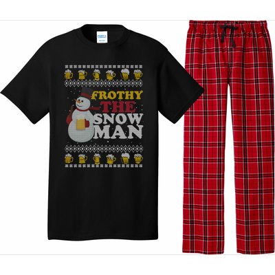 Beer Ipa Craft Beer Ugly Christmas Funny Frothy The Snow Gift Pajama Set