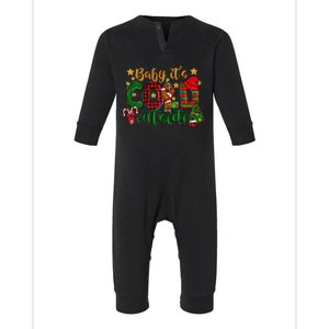 Baby ItS Cold Outside Buffalo Plaid Christmas Matching Infant Fleece One Piece