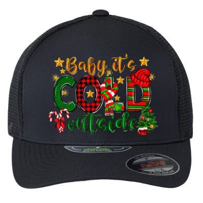 Baby ItS Cold Outside Buffalo Plaid Christmas Matching Flexfit Unipanel Trucker Cap