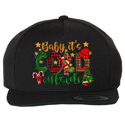 Baby ItS Cold Outside Buffalo Plaid Christmas Matching Wool Snapback Cap