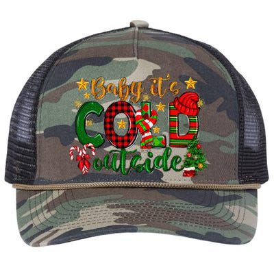 Baby ItS Cold Outside Buffalo Plaid Christmas Matching Retro Rope Trucker Hat Cap