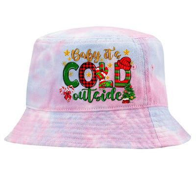 Baby ItS Cold Outside Buffalo Plaid Christmas Matching Tie-Dyed Bucket Hat