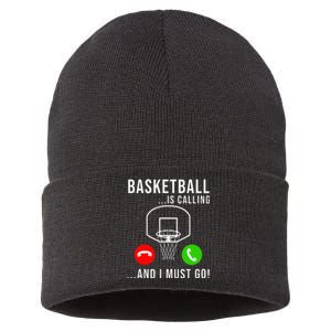 Basketball Is Calling Basketball Funny Basketball Player Sustainable Knit Beanie