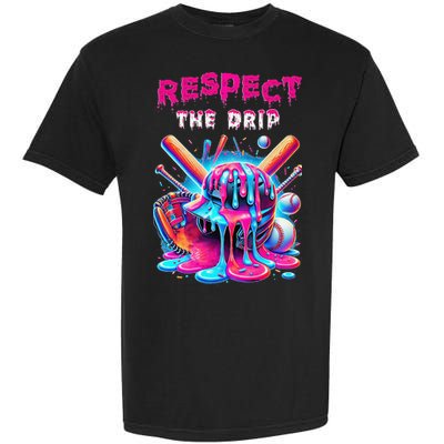 Baseball Ice Cream Drip Respect The Drip Gift Garment-Dyed Heavyweight T-Shirt