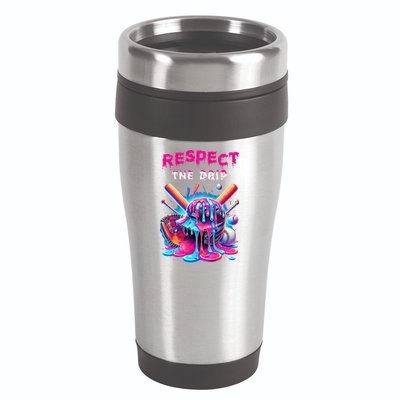 Baseball Ice Cream Drip Respect The Drip Gift 16oz Travel Tumbler