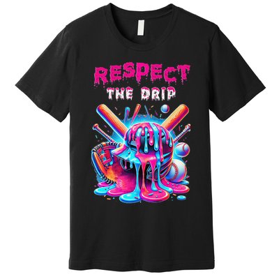 Baseball Ice Cream Drip Respect The Drip Gift Premium T-Shirt