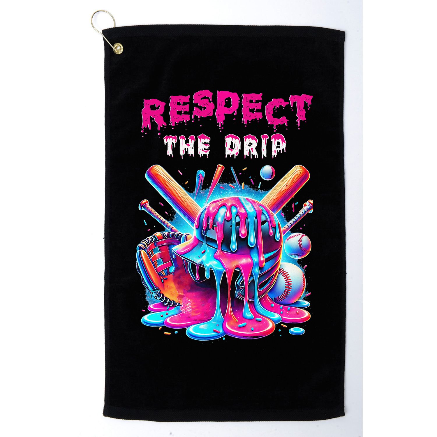 Baseball Ice Cream Drip Respect The Drip Gift Golf Towel