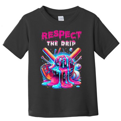 Baseball Ice Cream Drip Respect The Drip Gift Toddler T-Shirt