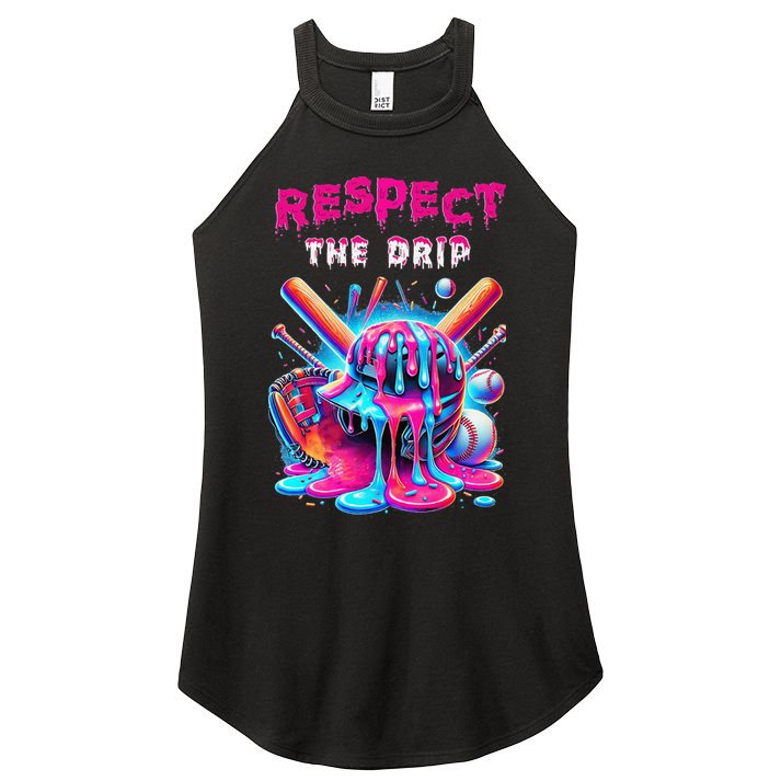 Baseball Ice Cream Drip Respect The Drip Gift Women's Perfect Tri Rocker Tank