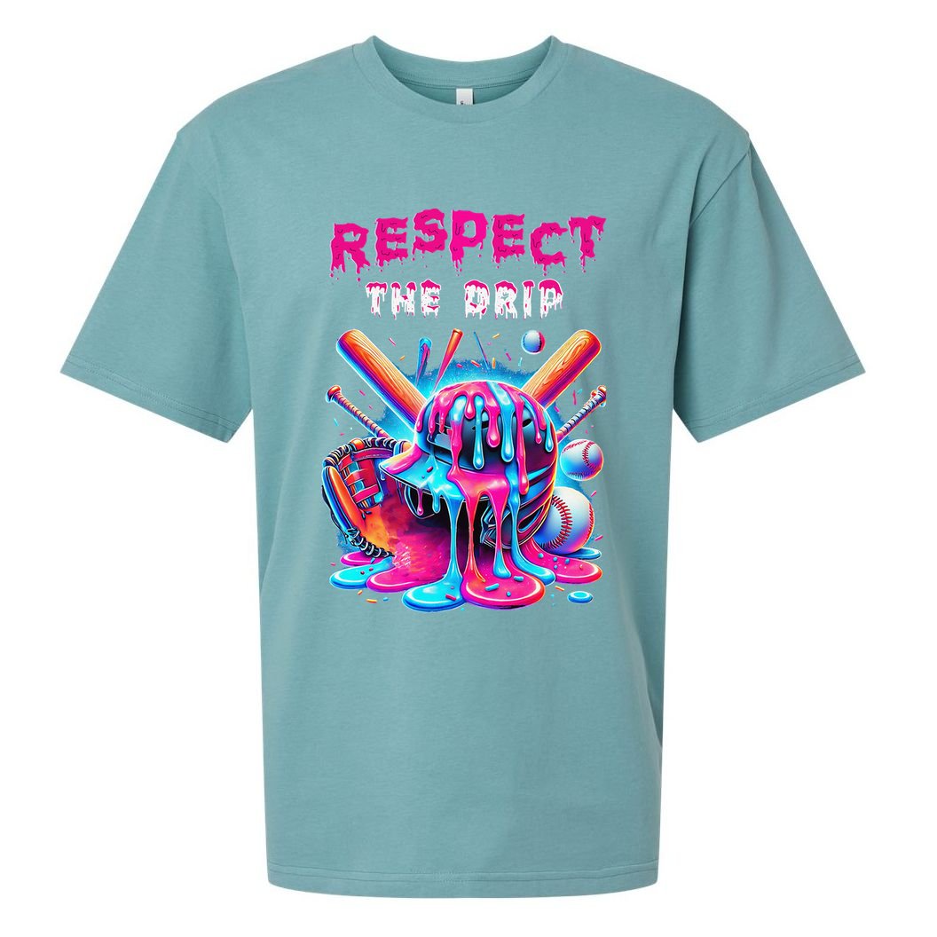 Baseball Ice Cream Drip Respect The Drip Gift Sueded Cloud Jersey T-Shirt