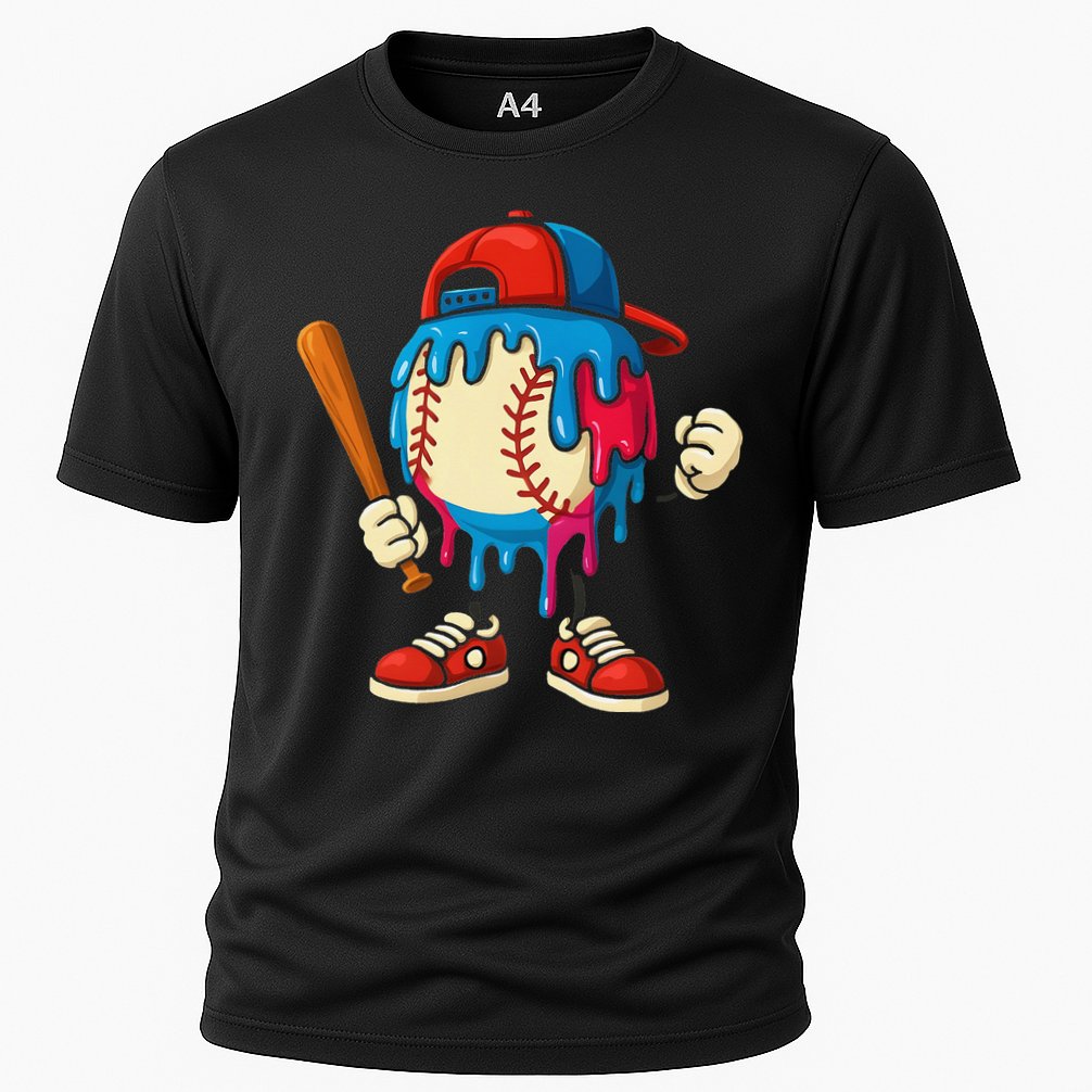 Baseball Ice Cream Drip Sport Game Day Gift Cooling Performance Crew T-Shirt