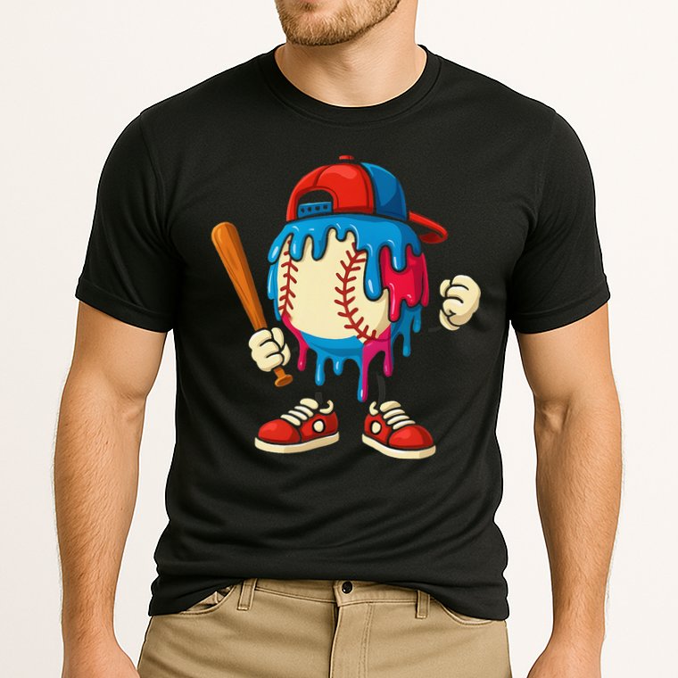 Baseball Ice Cream Drip Sport Game Day Gift Cooling Performance Crew T-Shirt