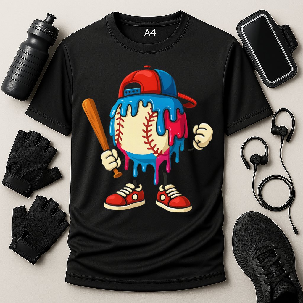 Baseball Ice Cream Drip Sport Game Day Gift Cooling Performance Crew T-Shirt