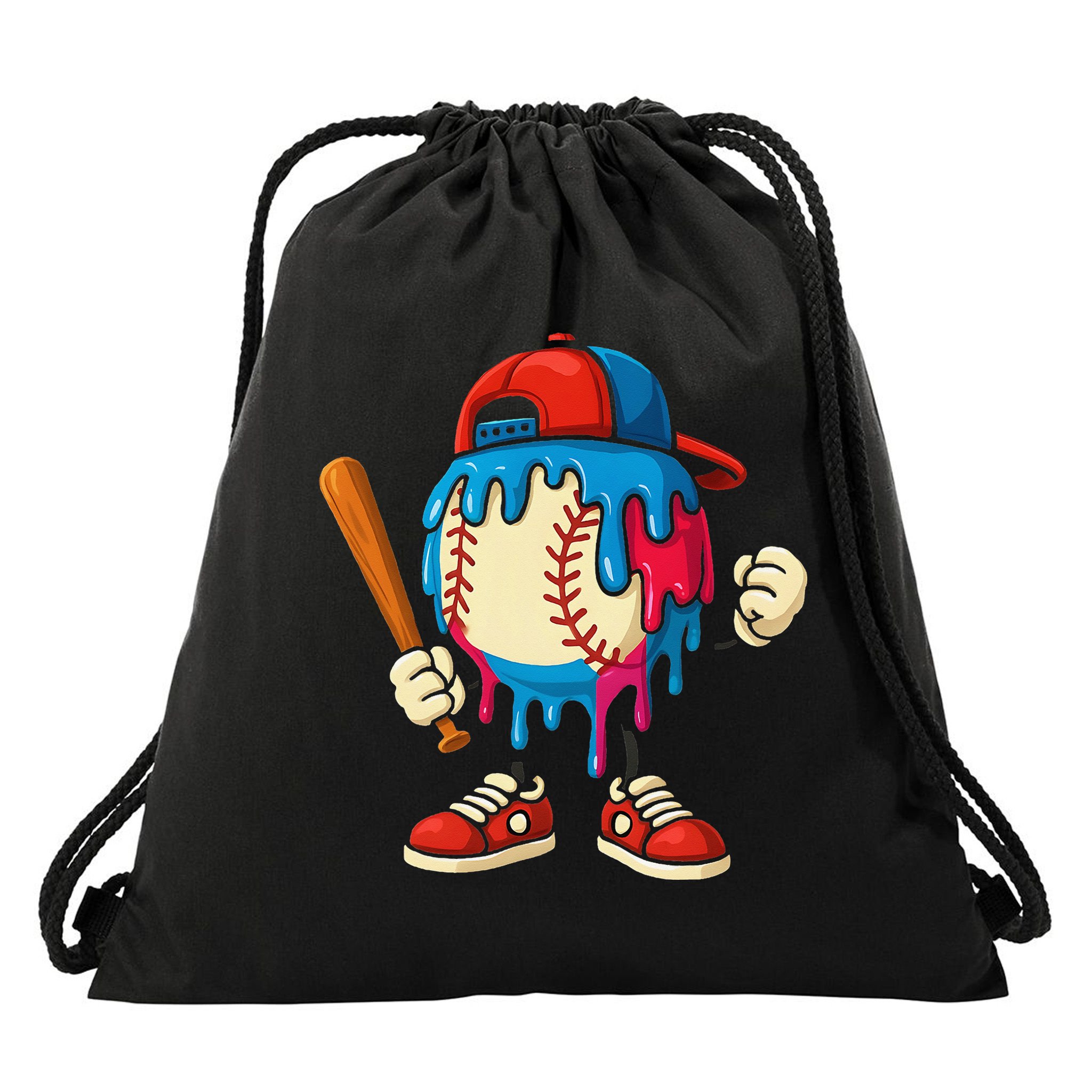 Baseball Ice Cream Drip Sport Game Day Gift Drawstring Bag