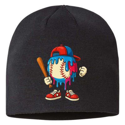 Baseball Ice Cream Drip Sport Game Day Gift Sustainable Beanie