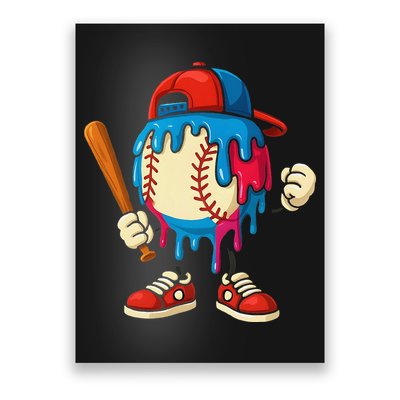 Baseball Ice Cream Drip Sport Game Day Gift Poster