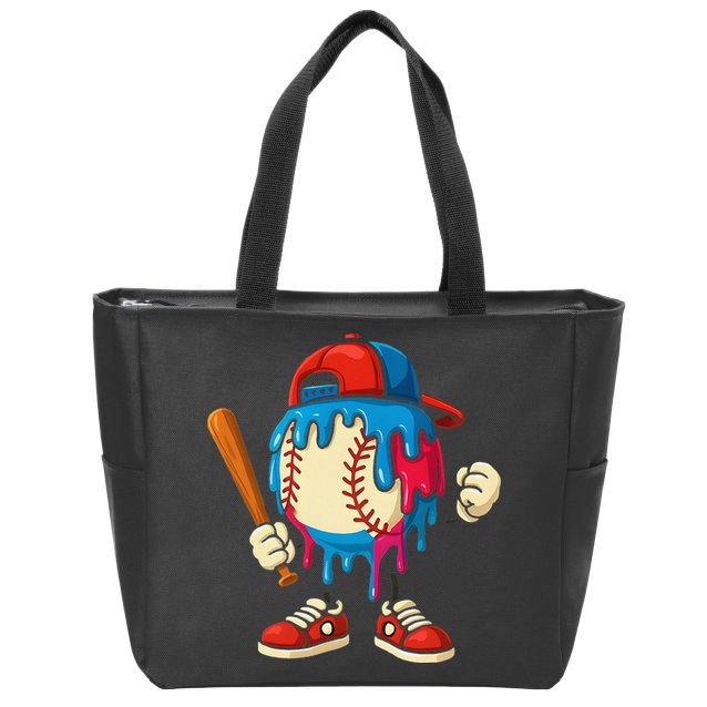 Baseball Ice Cream Drip Sport Game Day Gift Zip Tote Bag