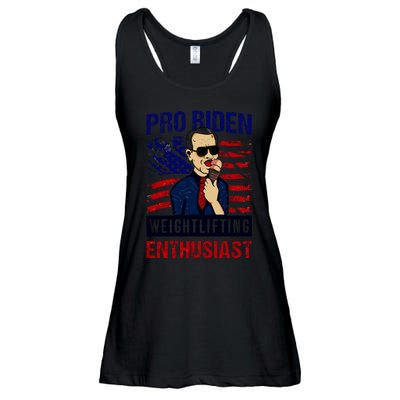 Biden Ice Cream Pro Biden Weightlifting Enthusiast American Flag Ladies Essential Flowy Tank