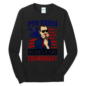 Biden Ice Cream Pro Biden Weightlifting Enthusiast American Flag Tall Long Sleeve T-Shirt