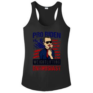 Biden Ice Cream Pro Biden Weightlifting Enthusiast American Flag Ladies PosiCharge Competitor Racerback Tank