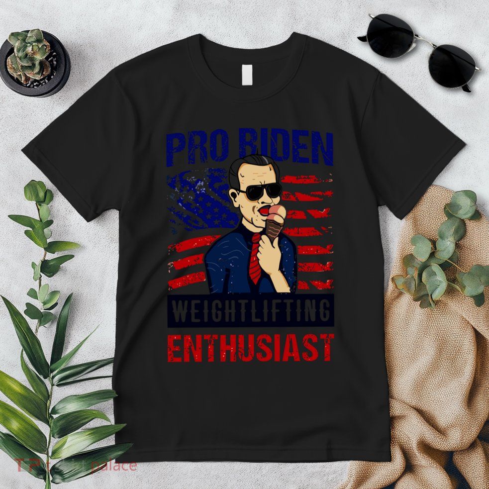 Biden Ice Cream Pro Biden Weightlifting Enthusiast American Flag Premium T-Shirt