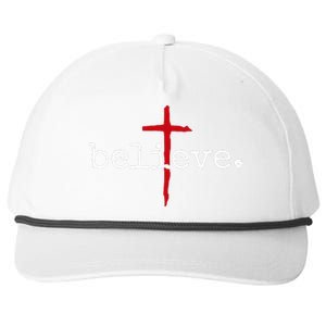 Believe In Cross Christian Saying Snapback Five-Panel Rope Hat