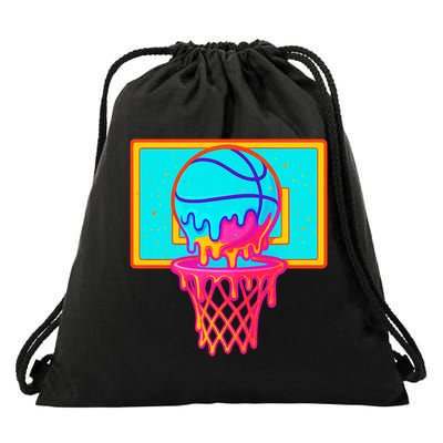 Basketball Ice Cream Drip Drawstring Bag